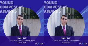 Sami Seif wins second prize for his Harp Concerto and first prize for Orientalism